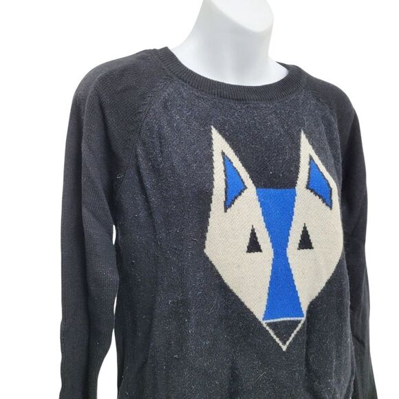 2/$20 Bench 23% Wool Black & Blue Wolf Crew Neck Sweater Size: M - Picture 3 of 10
